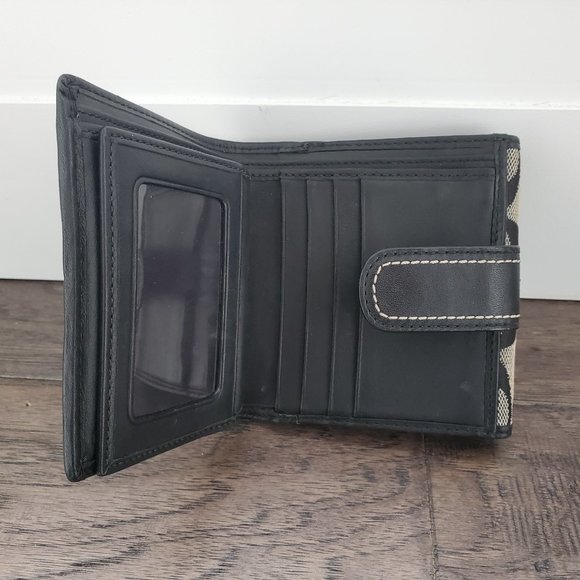 Coach Signature Leather and Canvas Wallet Black Colour - Picture 5 of 10